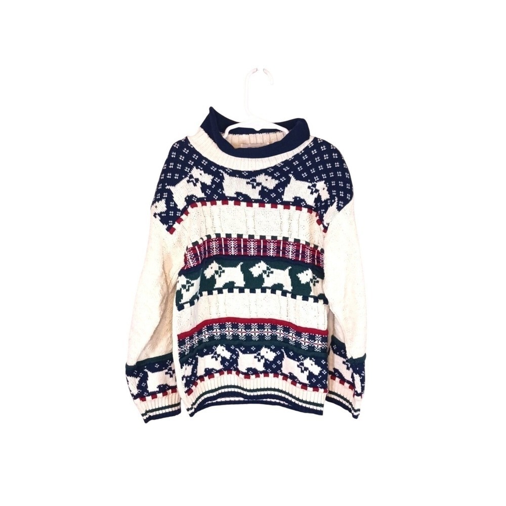 Vintage Scottie Dog Christmas Sweater Heartworks Kids 5/6 NWT Made USA